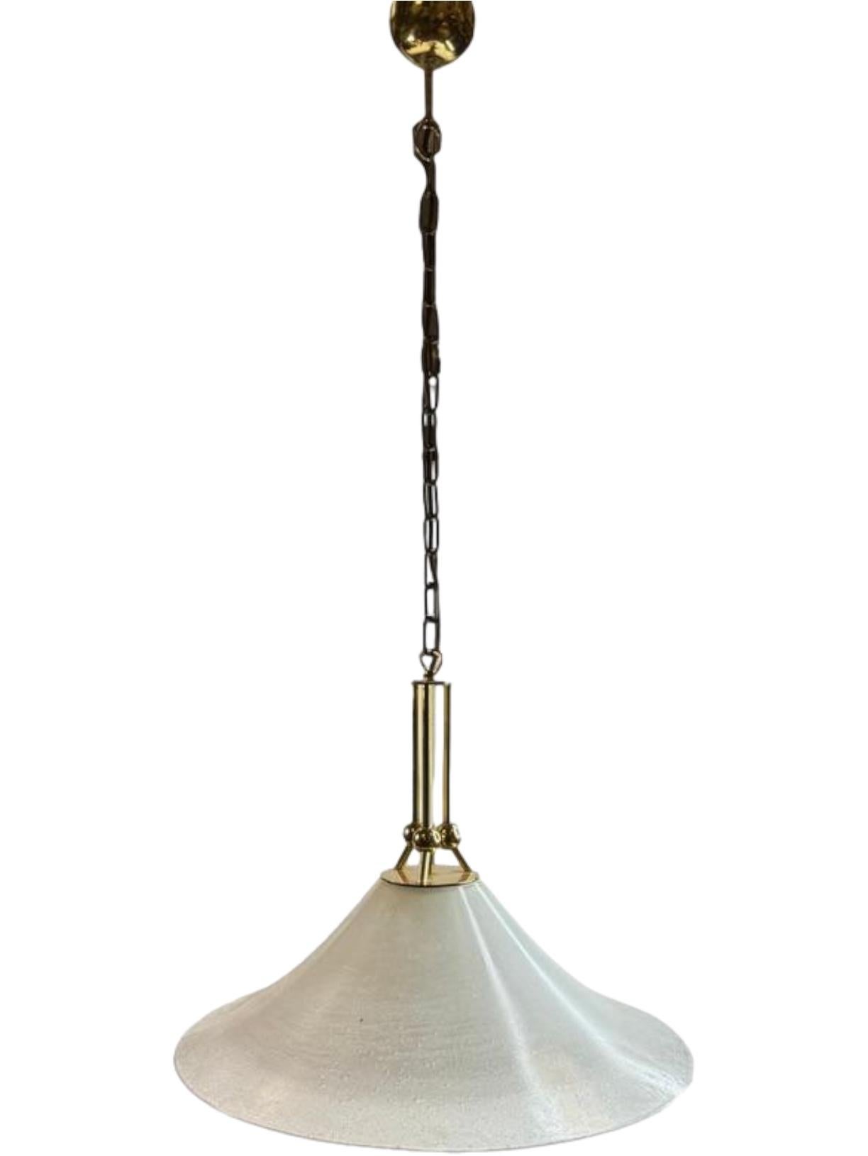 Lampada a sospensione in vetro di Murano e ottone, TZ Leuchten Germania 1960s in vendita 3
