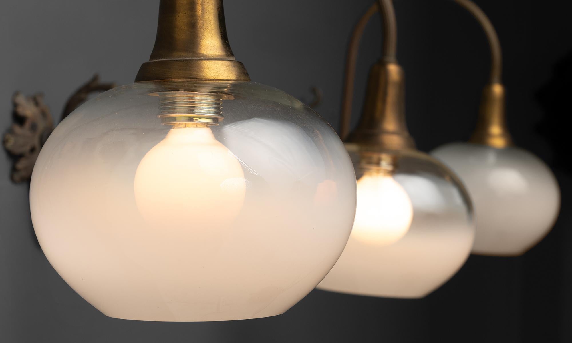 Mid-20th Century Murano Glass & Brass Sconces, Italy circa 1950