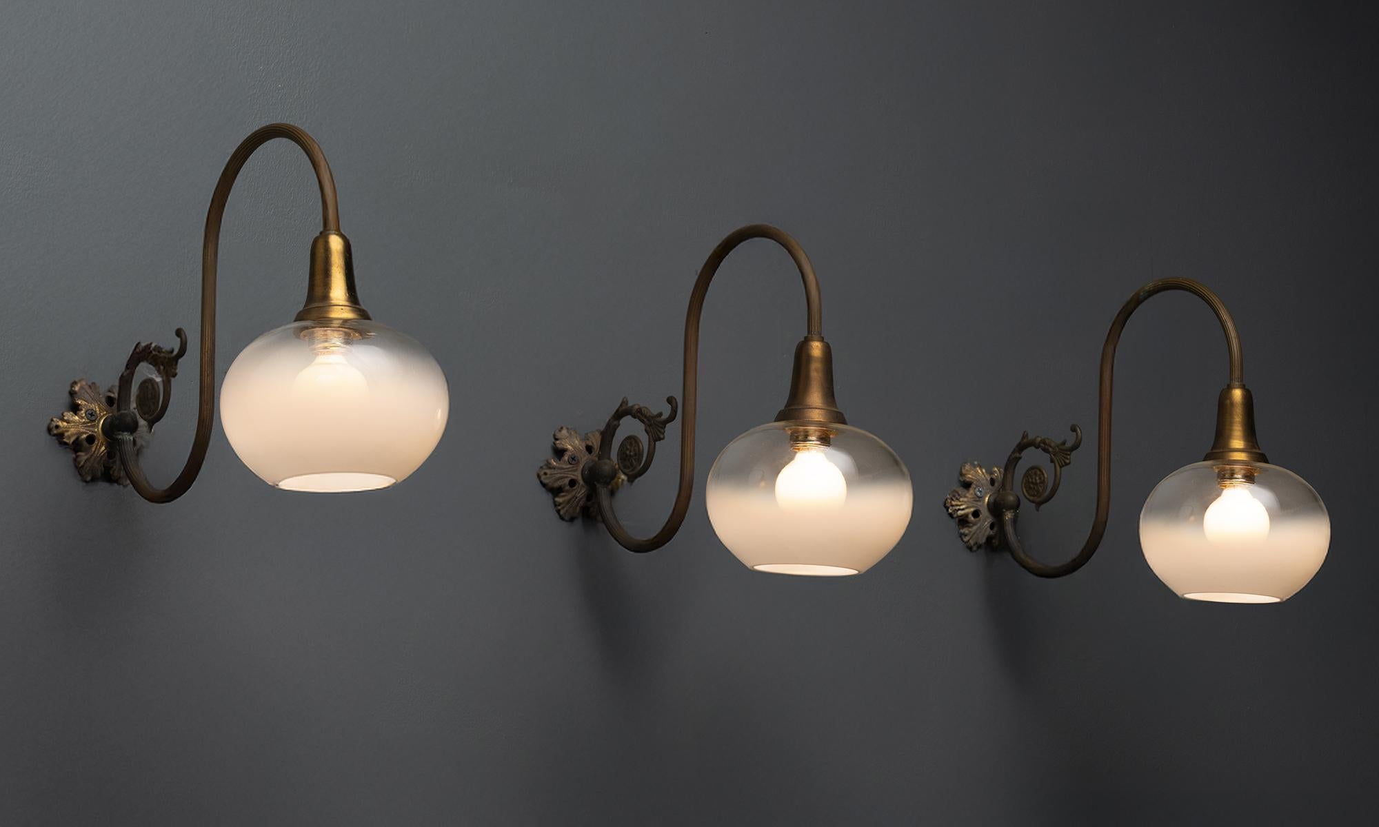 Murano Glass & Brass Sconces, Italy circa 1950 2