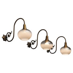 Murano Glass & Brass Sconces, Italy circa 1950