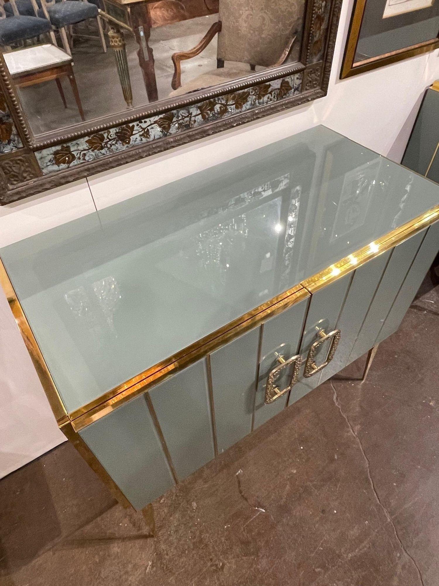 Murano Glass & Brass Side Cabinets, a Pair For Sale 1