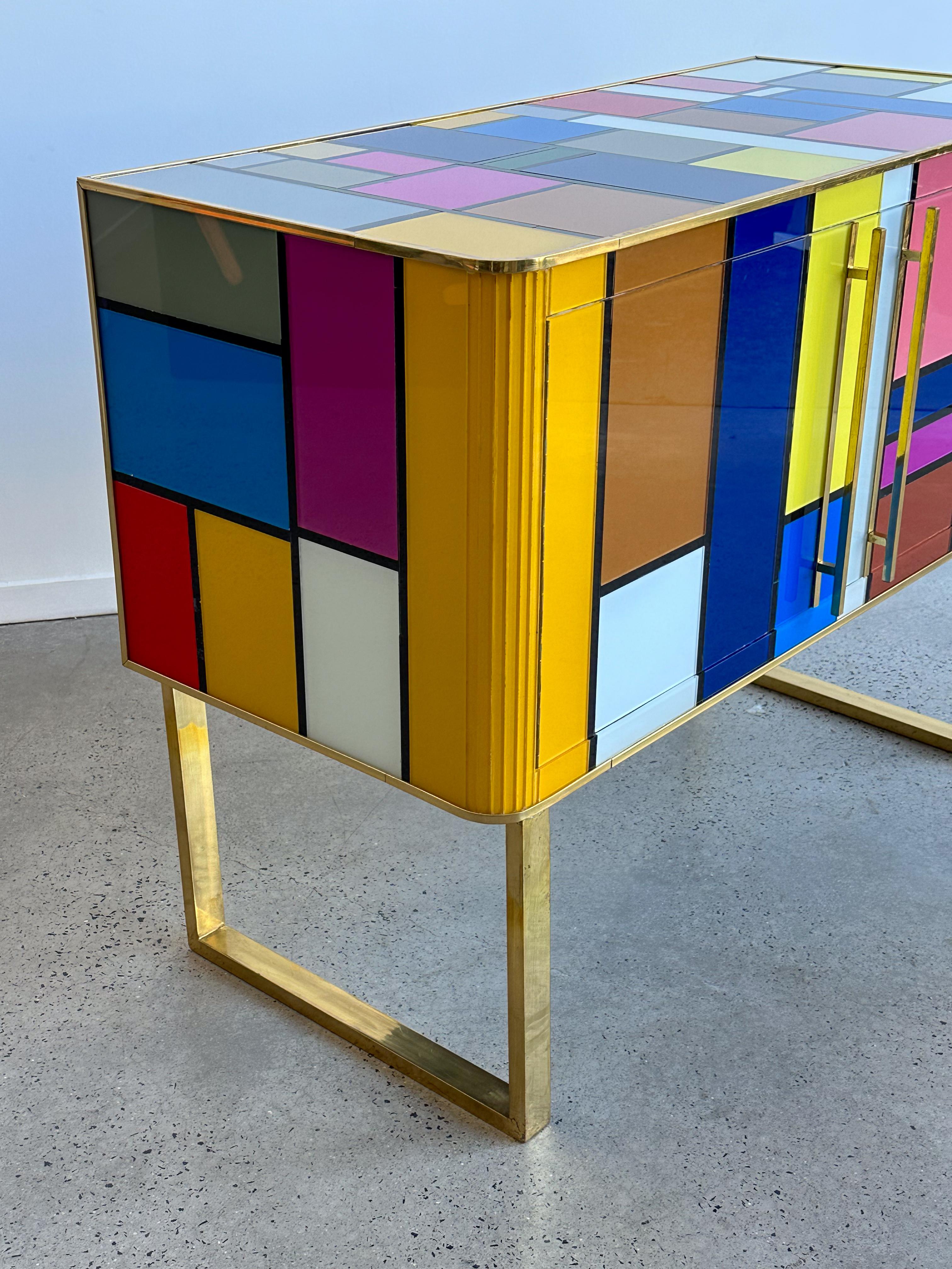Fait main Verre de Murano, laiton et Wood  Enfilade de Lumini Collections en vente