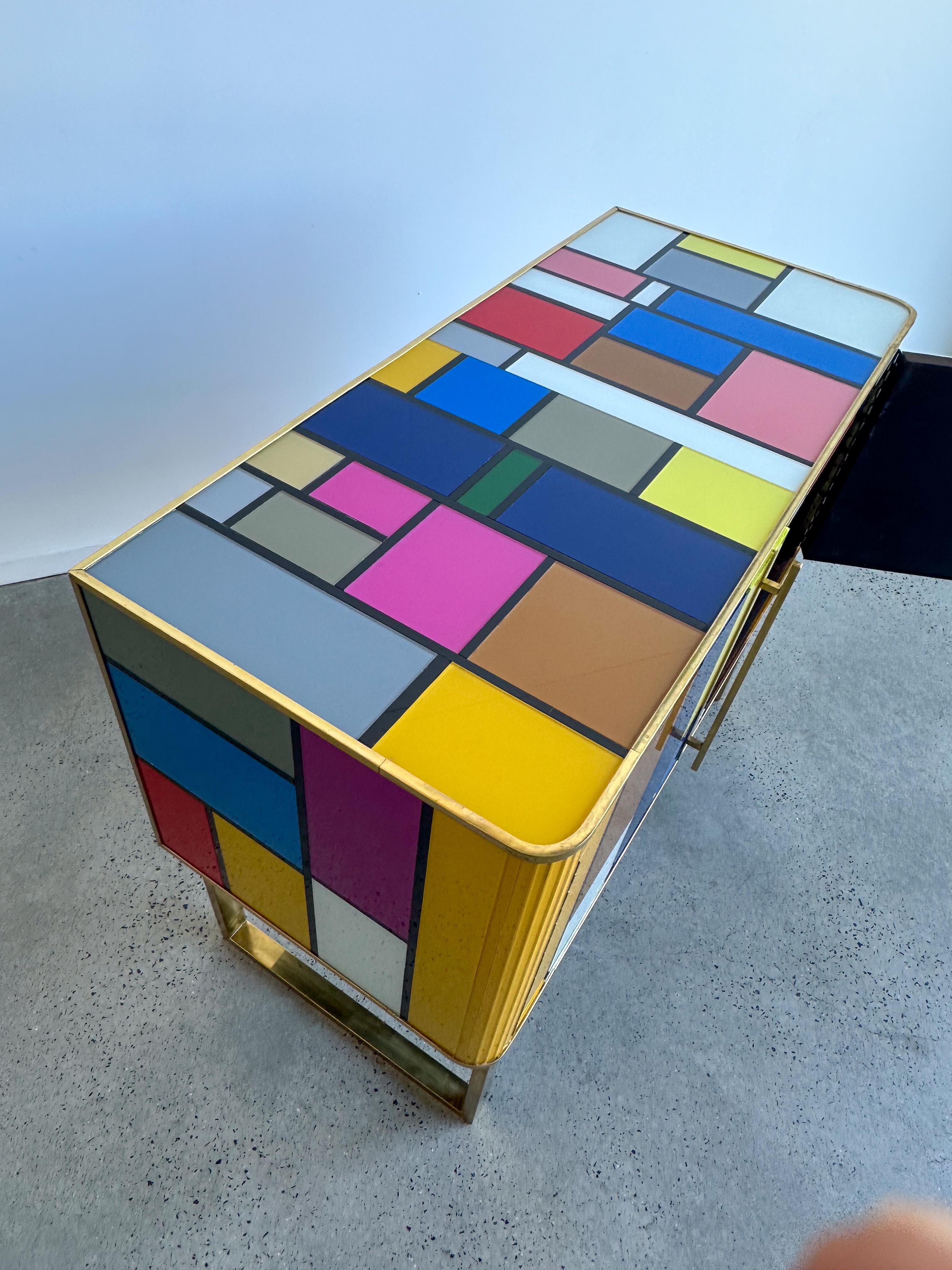 XXIe siècle et contemporain Verre de Murano, laiton et Wood  Enfilade de Lumini Collections en vente