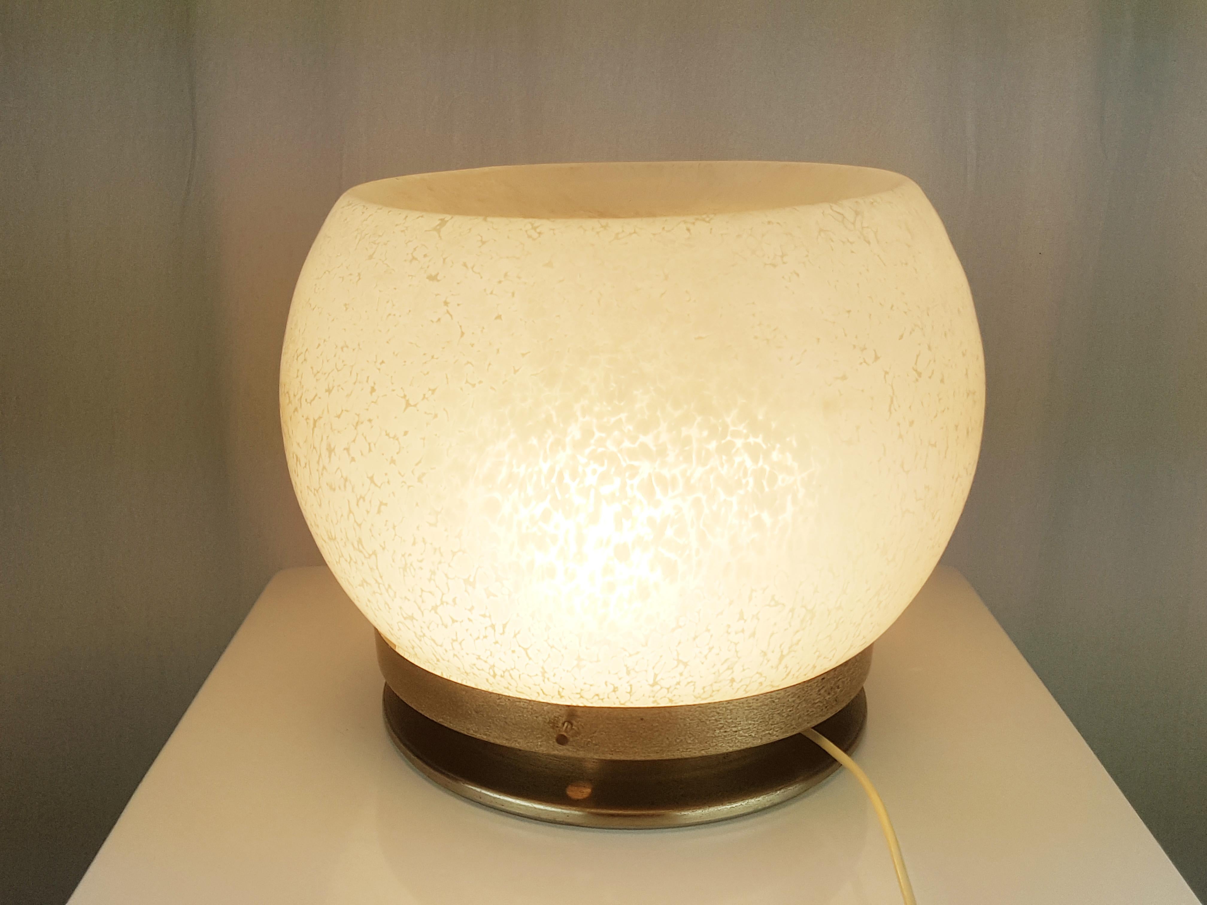 Italian Murano Glass & Brushed Metal Space Age Table Lamp For Sale