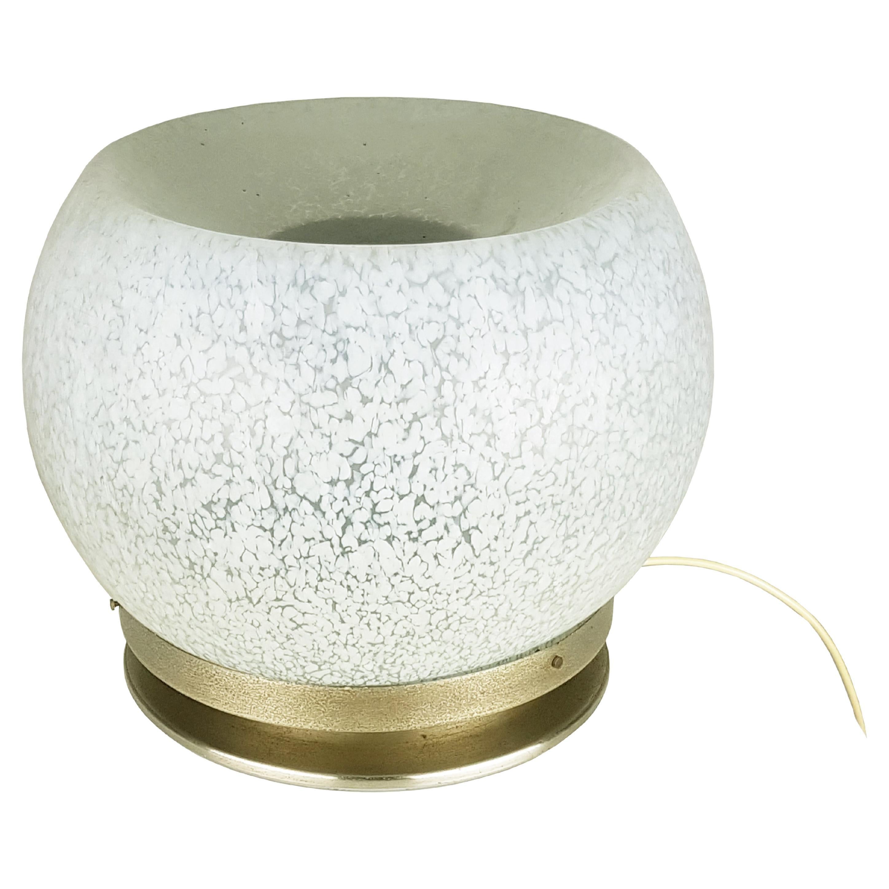 Lampe de table de l'ère spatiale en verre de Murano et métal brossé