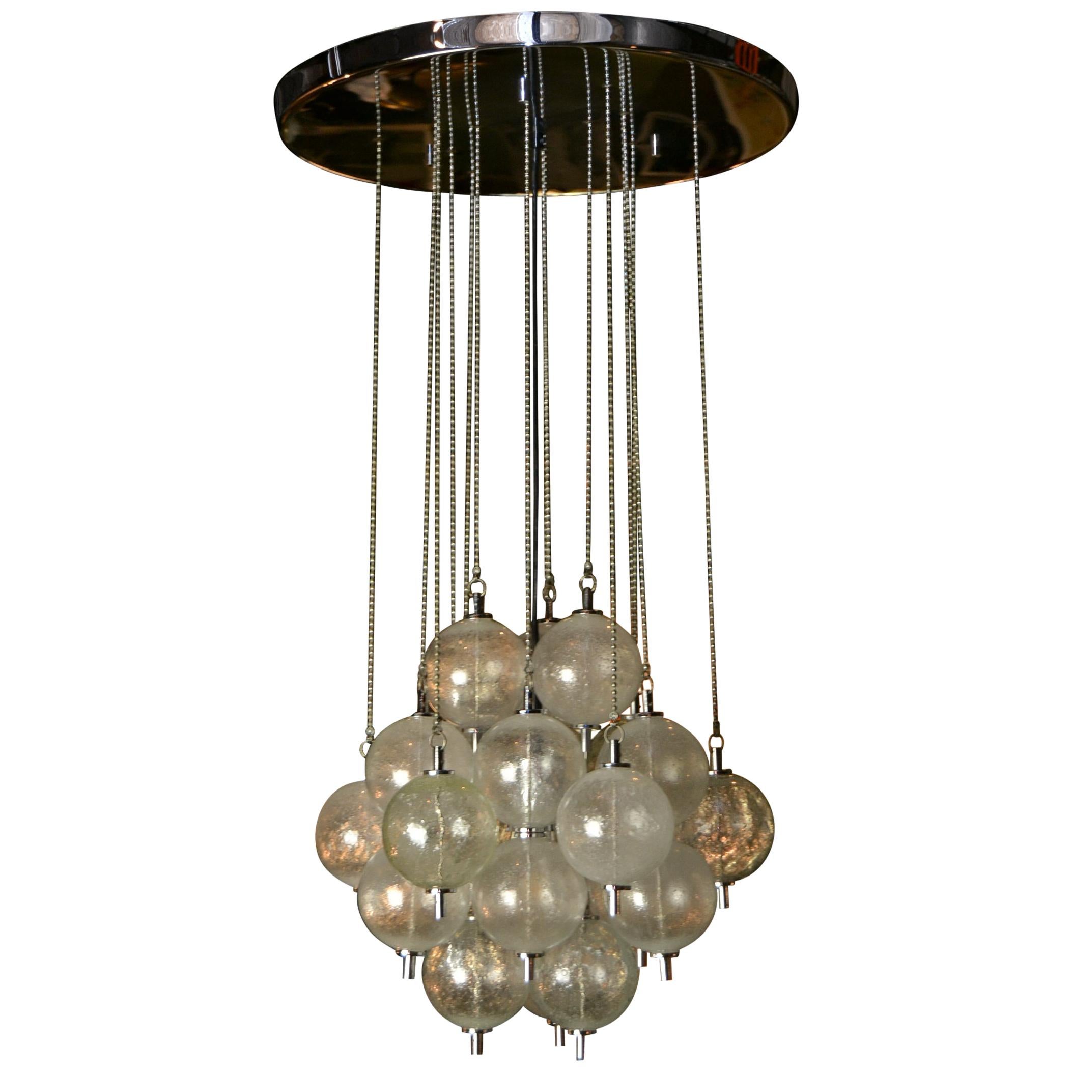 Murano Glass Bubble Chandelier with Chains, Mid-20th Century For Sale