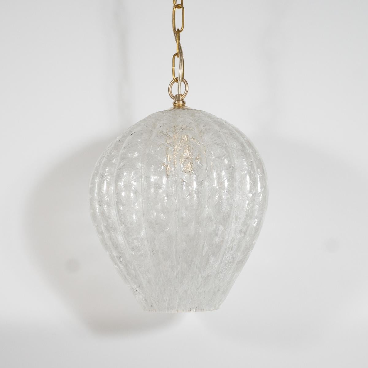 Mid-Century Modern Murano Glass Bulb Form Pendant Fixture For Sale