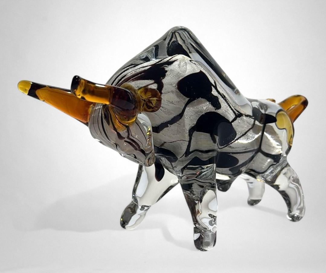 Murano Glass Stier-Skulptur Sommerso Technik im Angebot 2