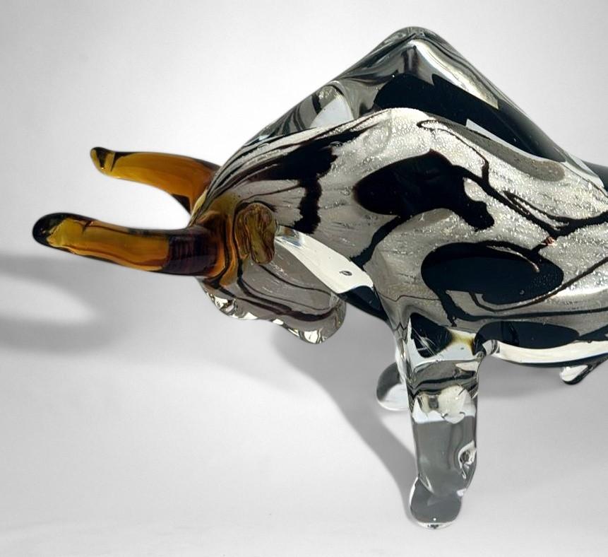 Murano Glass Stier-Skulptur Sommerso Technik im Angebot 4