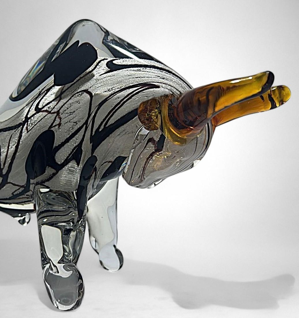 Murano Glass Stier-Skulptur Sommerso Technik im Angebot 5