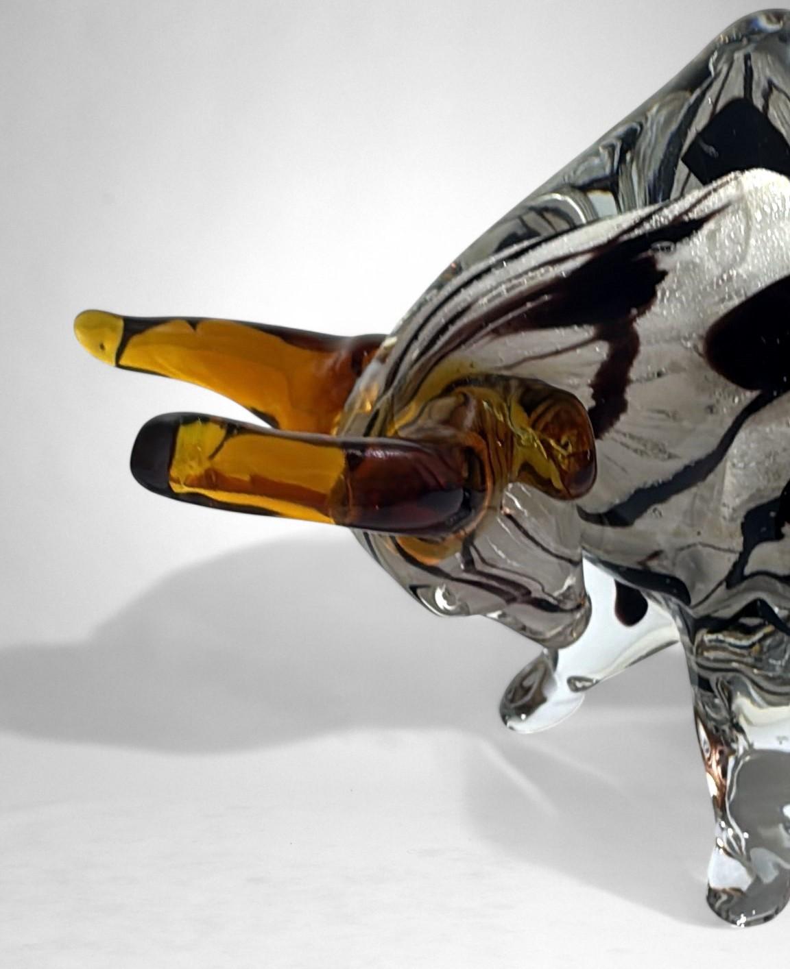 Murano Glass Stier-Skulptur Sommerso Technik im Angebot 6