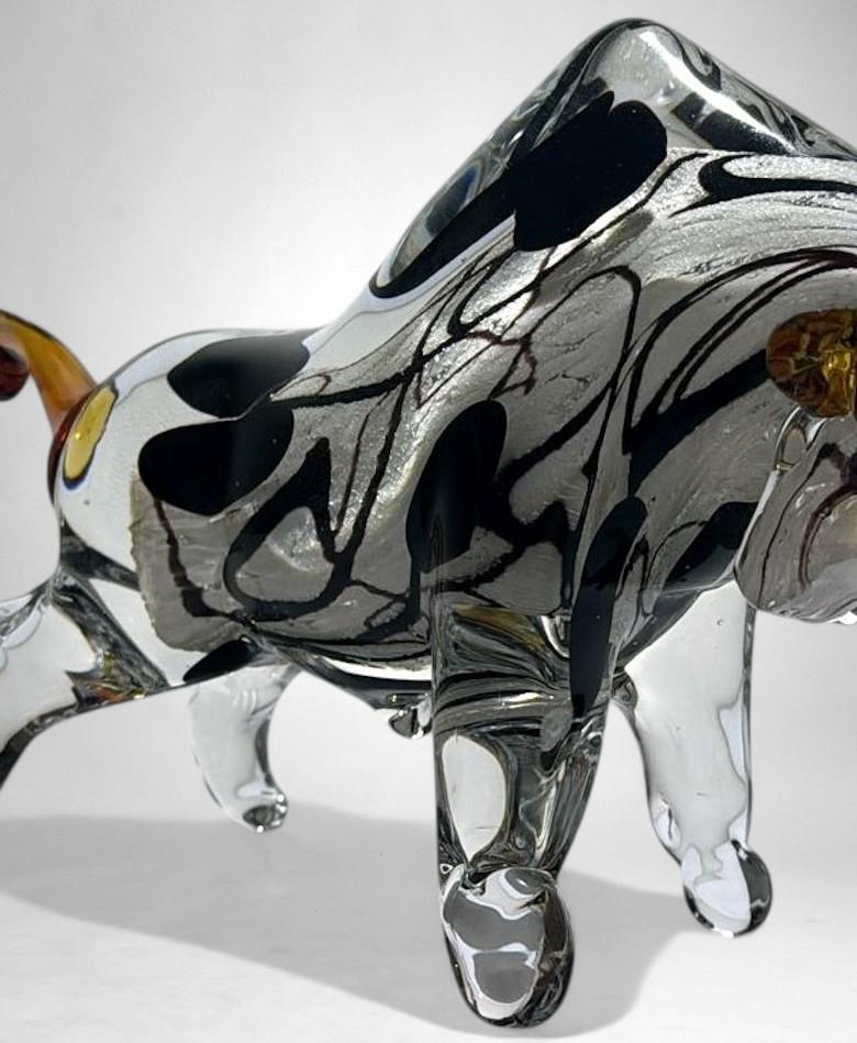Murano Glass Stier-Skulptur Sommerso Technik im Angebot 7