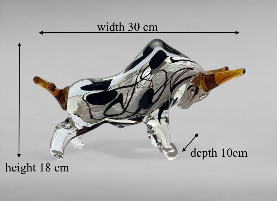 Murano Glass Stier-Skulptur Sommerso Technik im Angebot 9