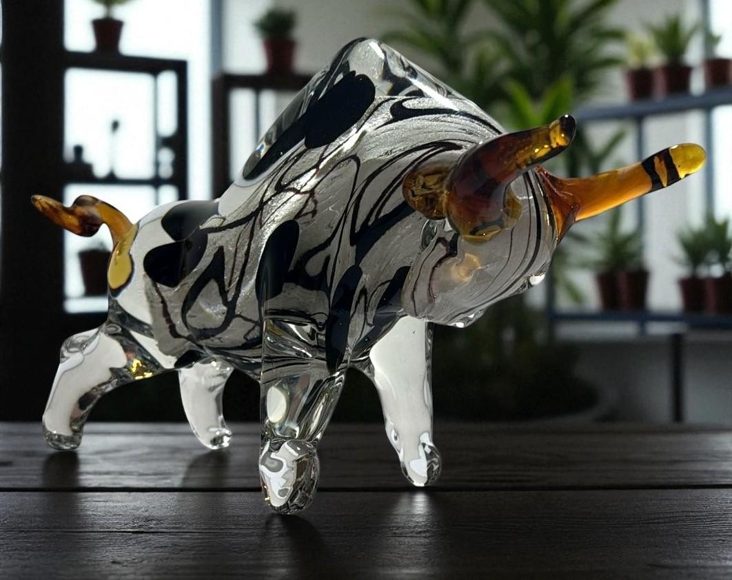 Murano Glass Stier-Skulptur Sommerso Technik im Angebot 10