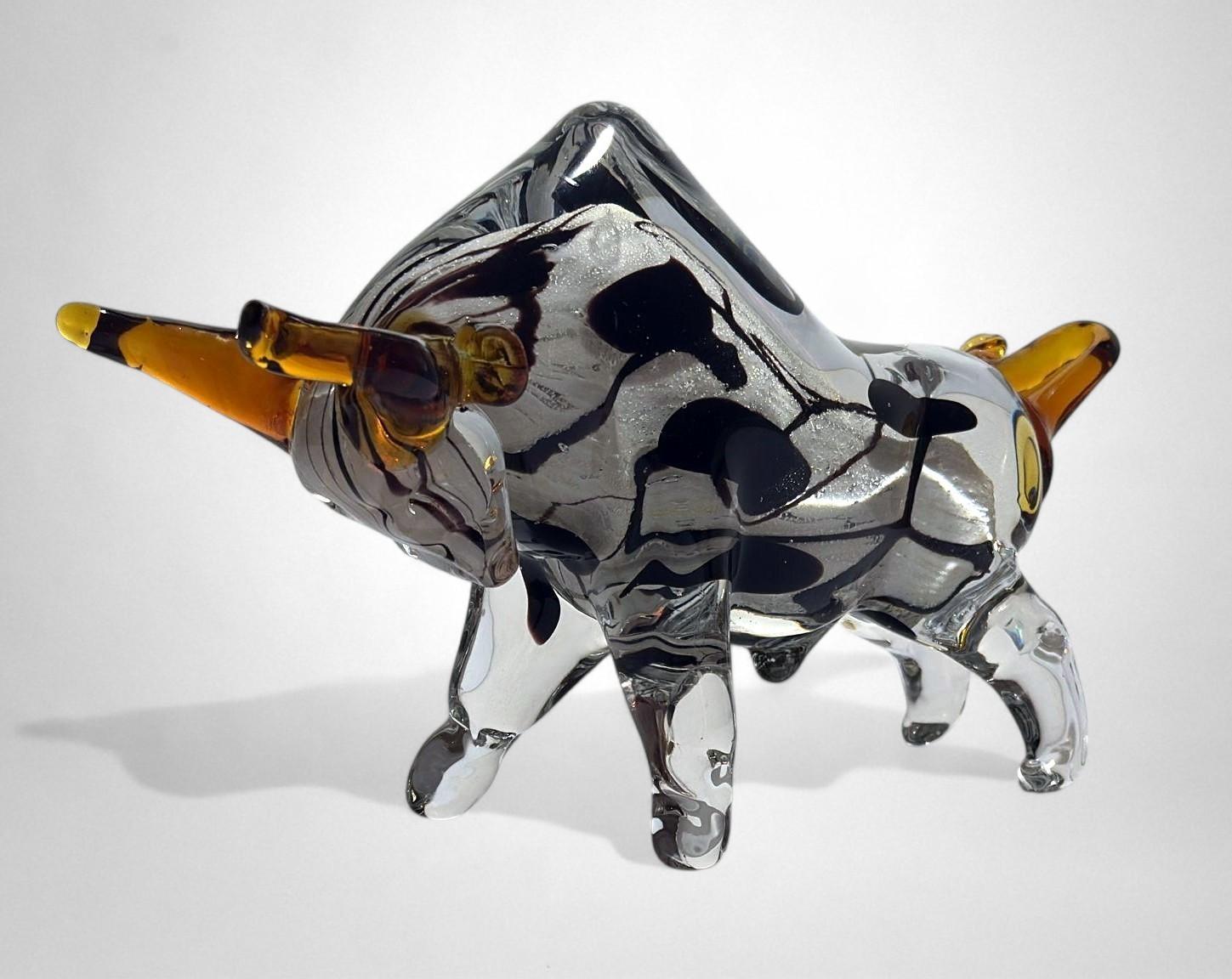 Murano Glass Stier-Skulptur Sommerso Technik (Muranoglas) im Angebot