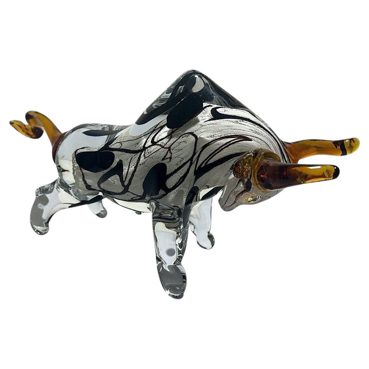 Murano Glass Stier-Skulptur Sommerso Technik