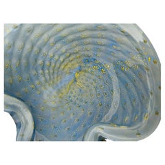 Murano Glass Bullicante Bowl / Vide Poche with Gold Polveri, Alfredo Barbini 