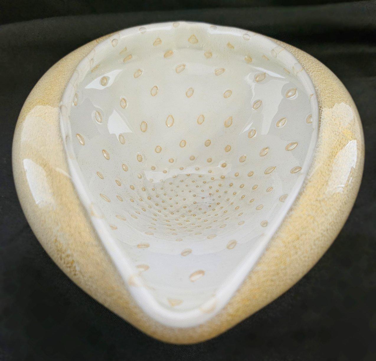 Murano Glass Bullicante Bowl with Generous Gold Polveri, Alfredo Barbini For Sale 13
