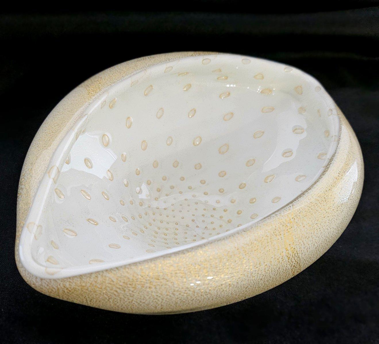 Murano Glass Bullicante Bowl with Generous Gold Polveri, Alfredo Barbini In Good Condition For Sale In Warrenton, OR