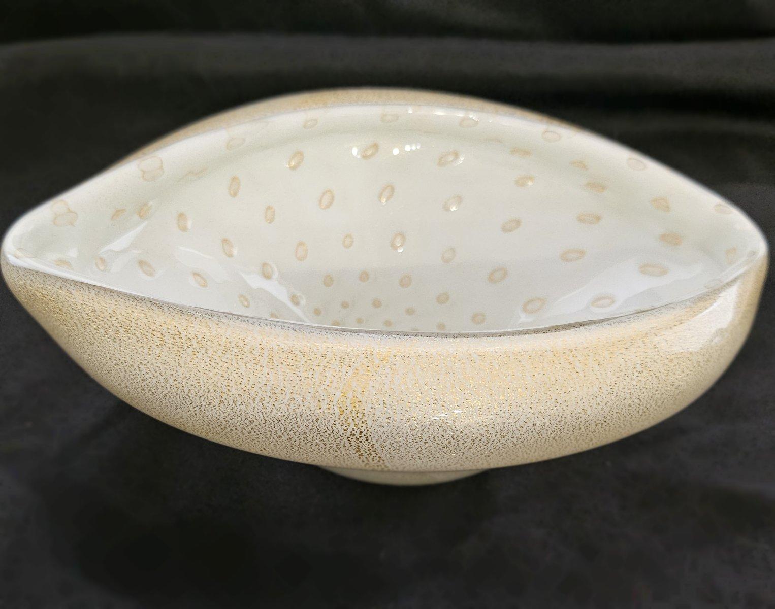 Murano Glass Bullicante Bowl with Generous Gold Polveri, Alfredo Barbini For Sale 2