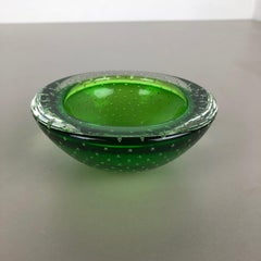 Murano Glass Bullicante "Green" Bowl Element Shell Ashtray Murano, Italy, 1970s