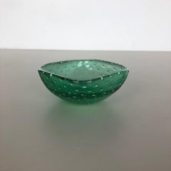 Murano Glass Bullicante "Green" Bowl Element Shell Ashtray Murano, Italy, 1970s