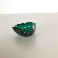 Murano Glass Bullicante "Green" Bowl Element Shell Ashtray Murano, Italy, 1970s