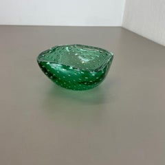 Murano Glass Bullicante "Green" Bowl Element Shell Ashtray Murano, Italy, 1970s