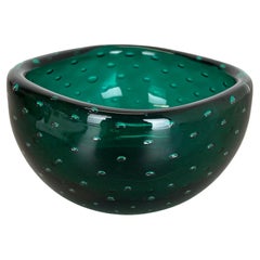 Vintage Murano Glass Bullicante "Green" Bowl Element Shell Ashtray Murano, Italy, 1970s
