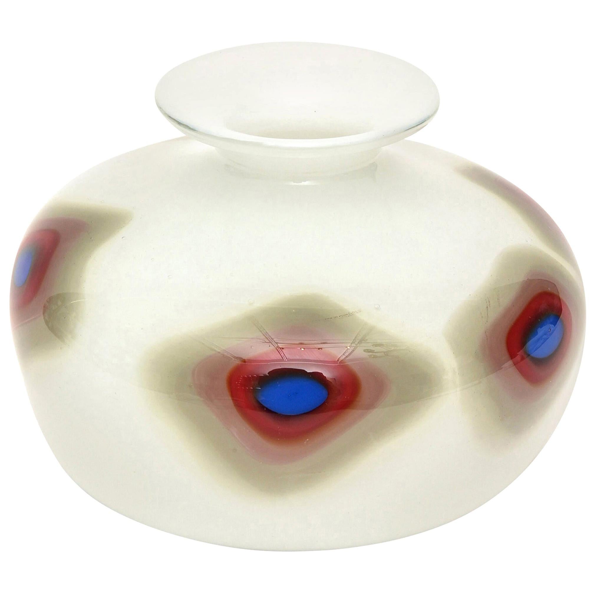 Murano Glass Bullseye Vase or Vessel Vintage Italian Vintage en vente