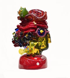 Murano Glass Bust Lady With Cat Venetian Italian Art 1960
