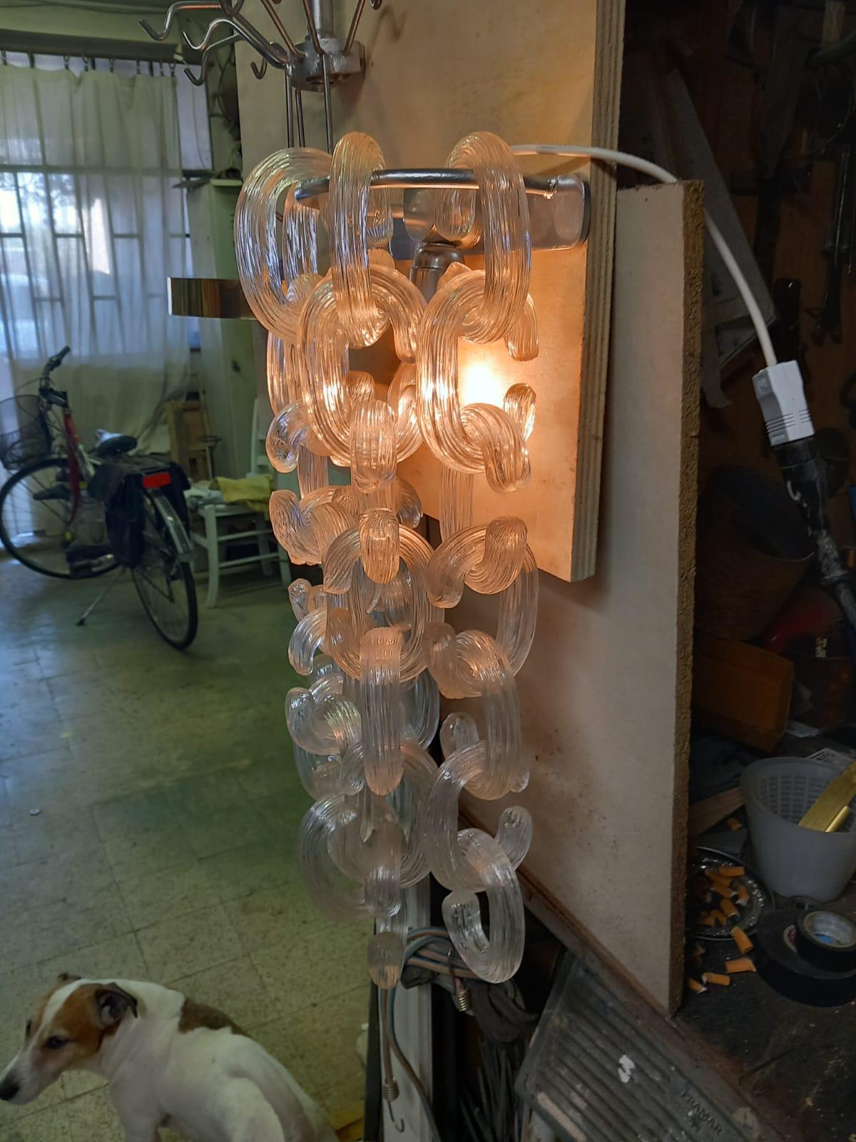 Murano Glass by F.lli Toso from the 1960s, Chains Wall Sconces 6 available  For Sale 3
