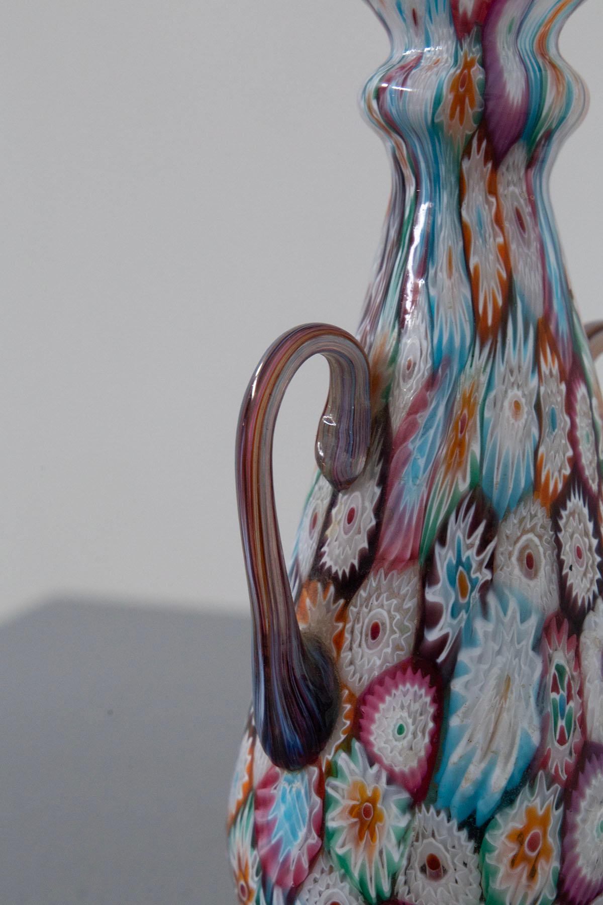 Murano Glass by Fratelli Toso Millefiori vase Multicoloured In Good Condition For Sale In Milano, IT