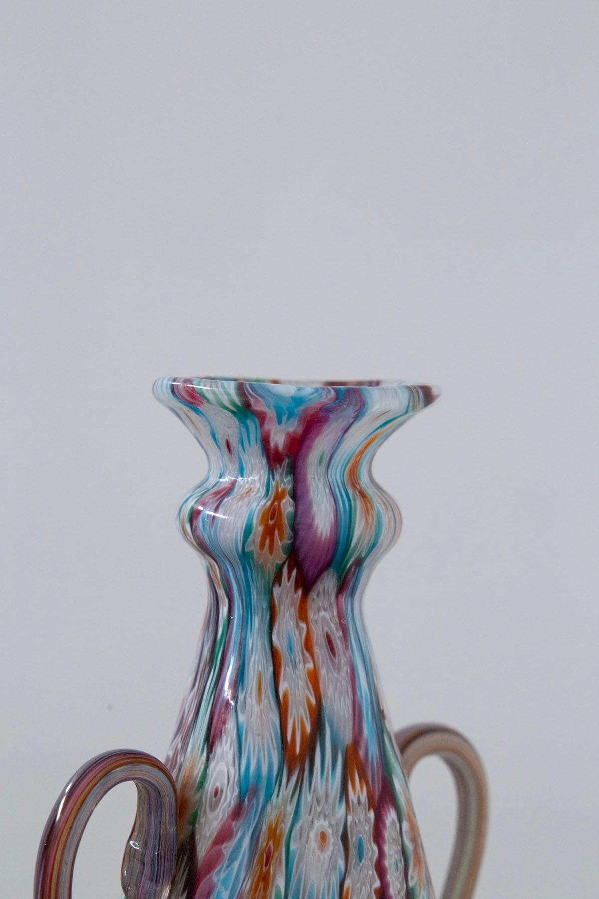 Murano Glass by Fratelli Toso Millefiori vase Multicoloured For Sale 1