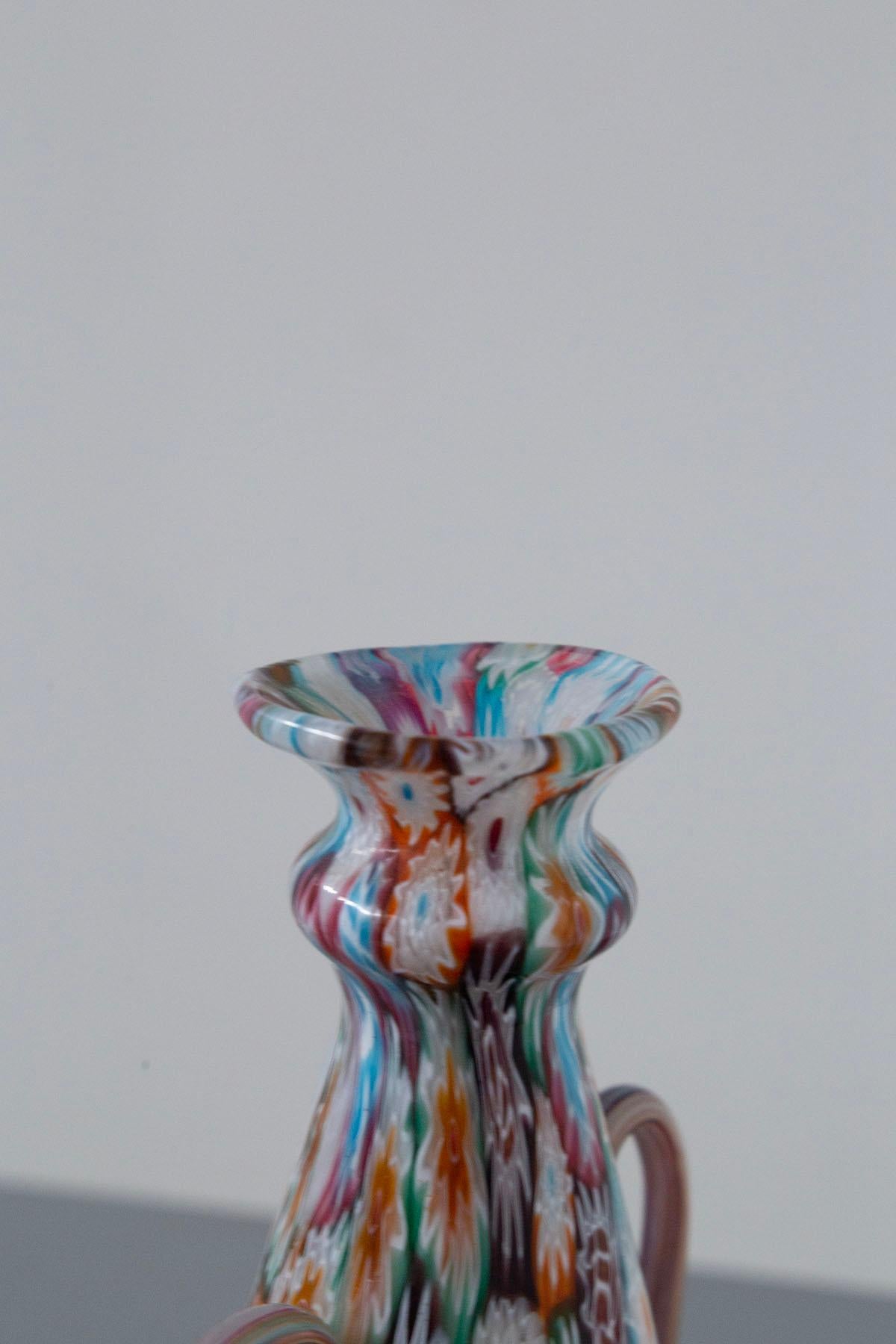 Murano Glass by Fratelli Toso Millefiori vase Multicoloured For Sale 2