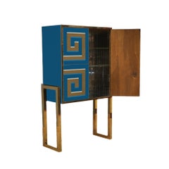 Murano glass cabinet 3D Optical Effect blue and gold justfurnituress designer