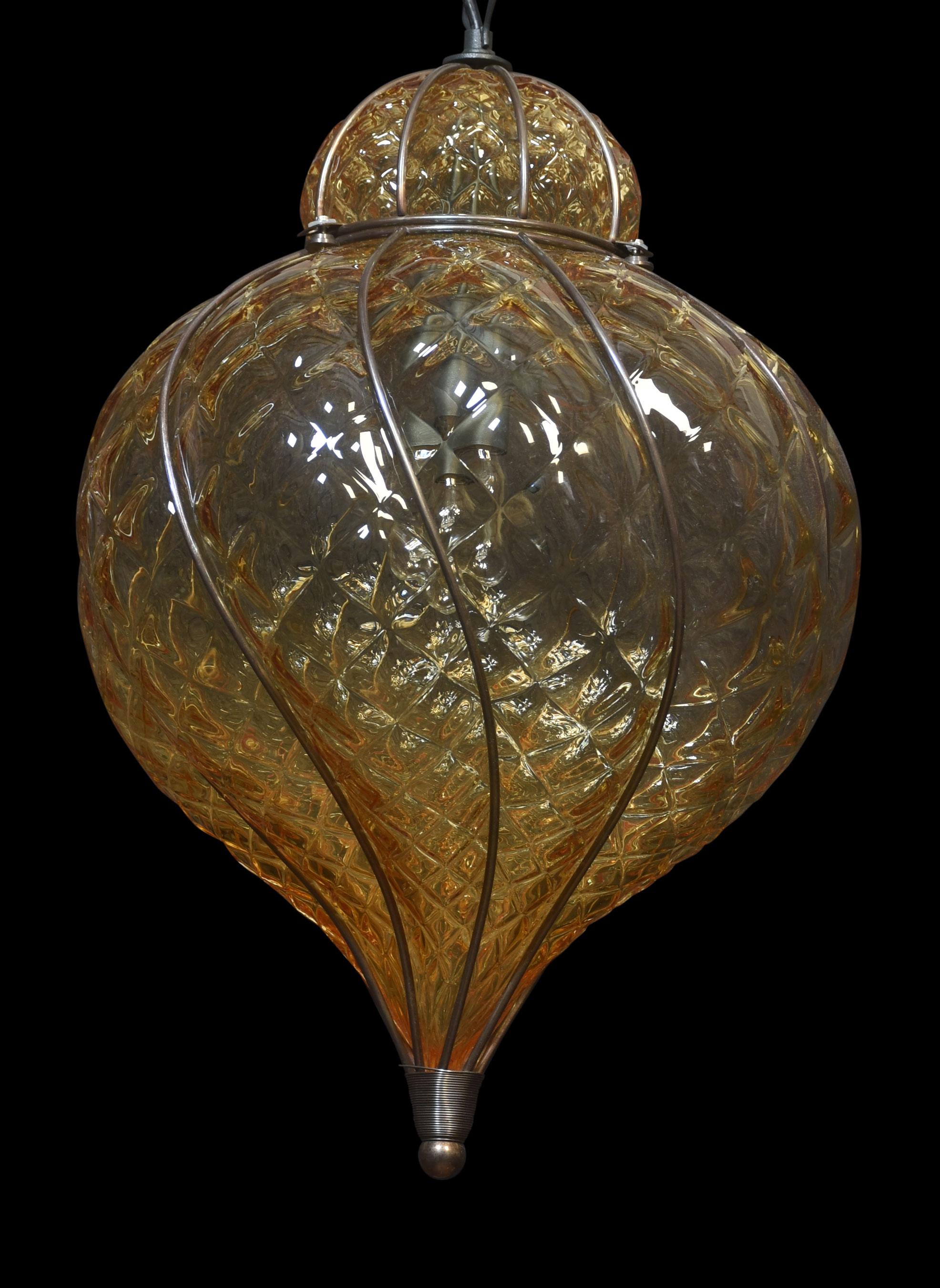 20th Century Murano Glass Caged Pendant For Sale