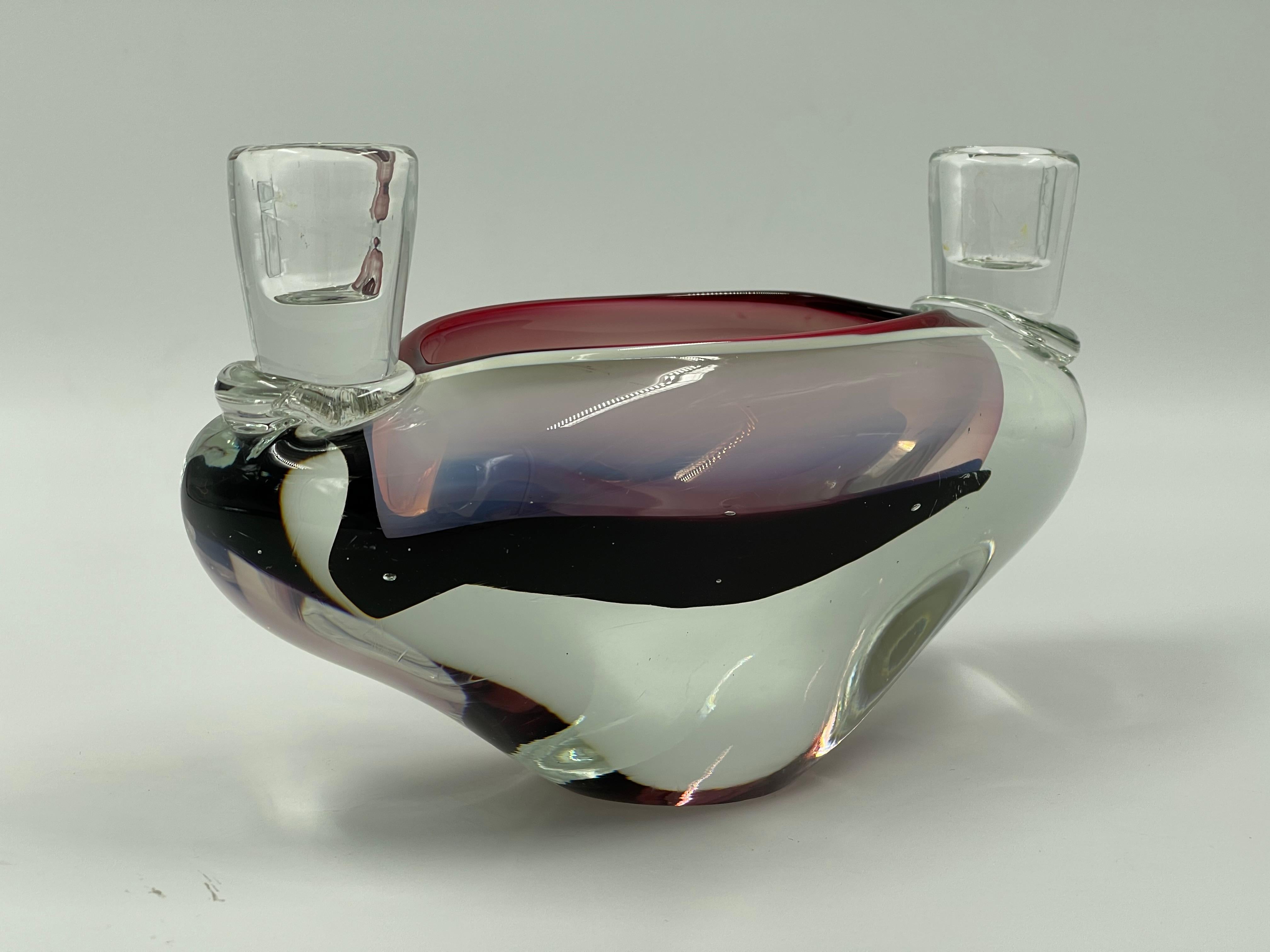 Mid-20th Century Vintage Czech Art Glass Candle holder by Josef Hospodka For Sale