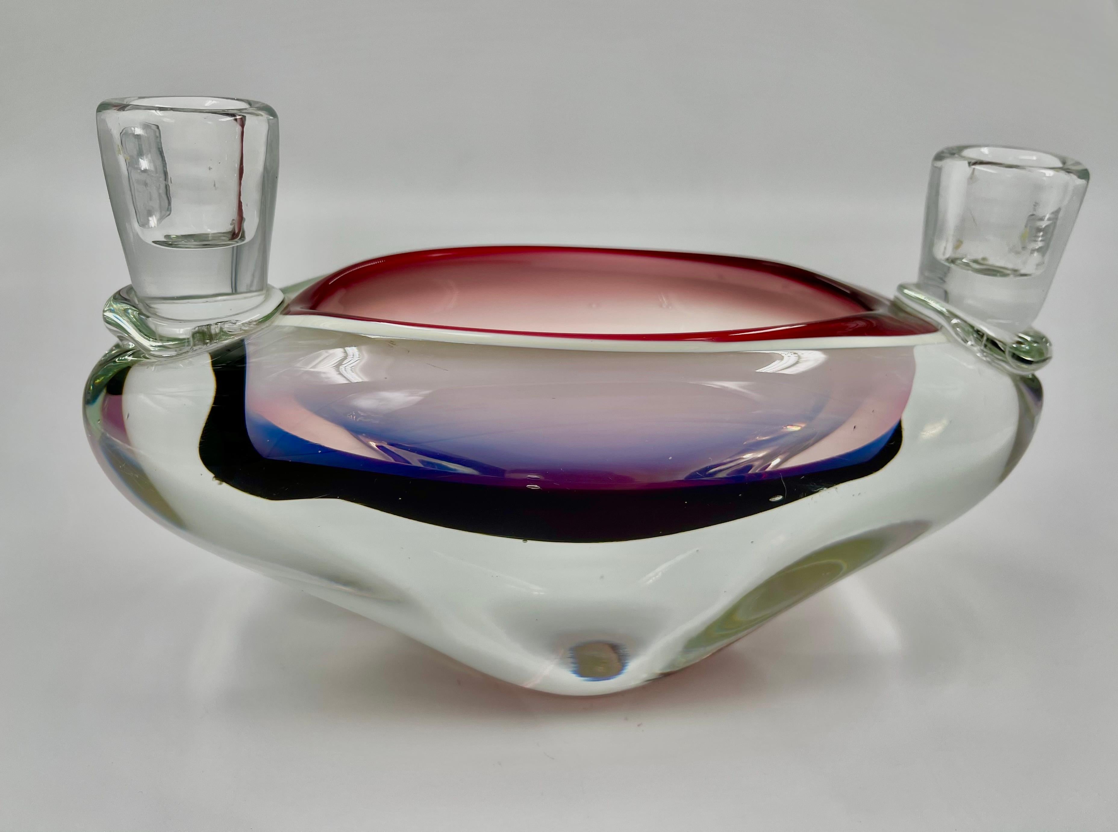 Vintage Czech Art Glass Candle holder by Josef Hospodka For Sale 3