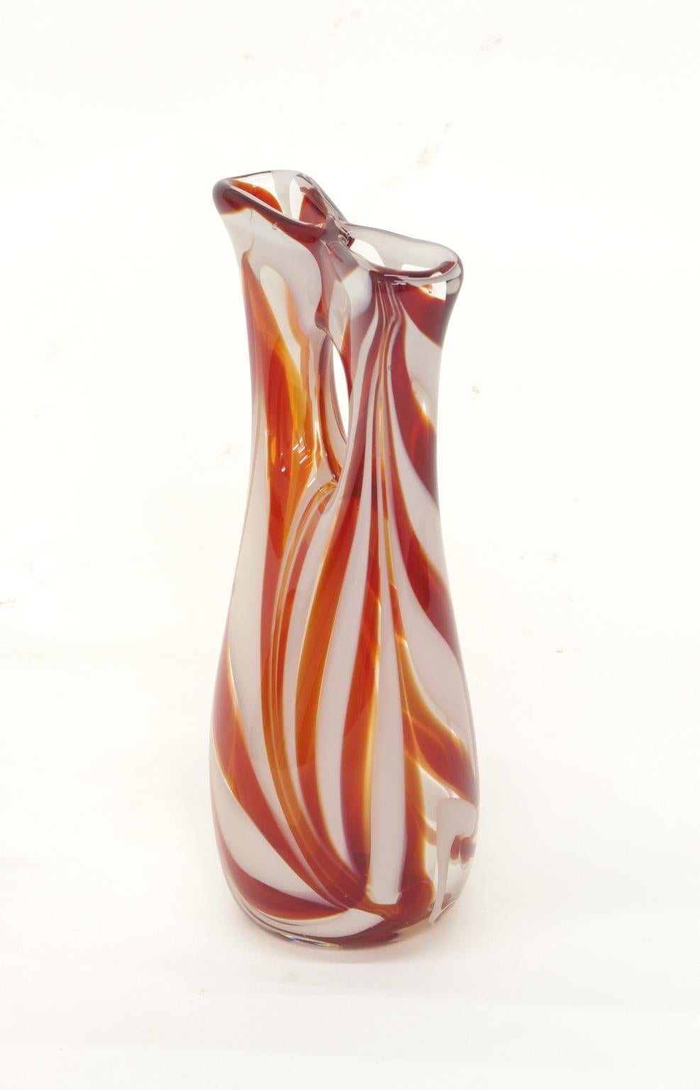 Mid-Century Modern Murano Glass Candy Stripe Vase For Sale