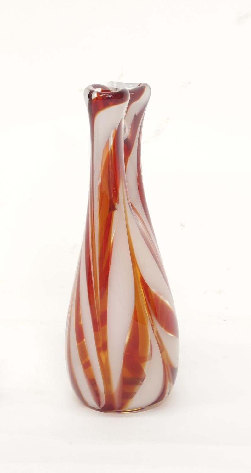 Italian Murano Glass Candy Stripe Vase For Sale
