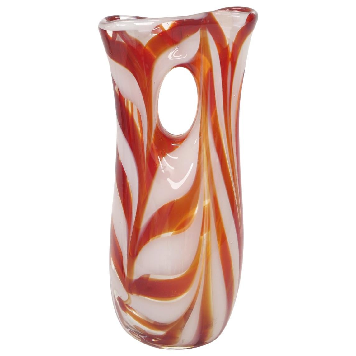 Murano Glass Candy Stripe Vase For Sale