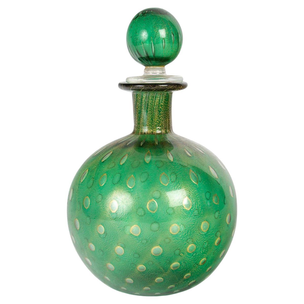 Murano Glass Carafe, Iridescent Gold, 20th Century.