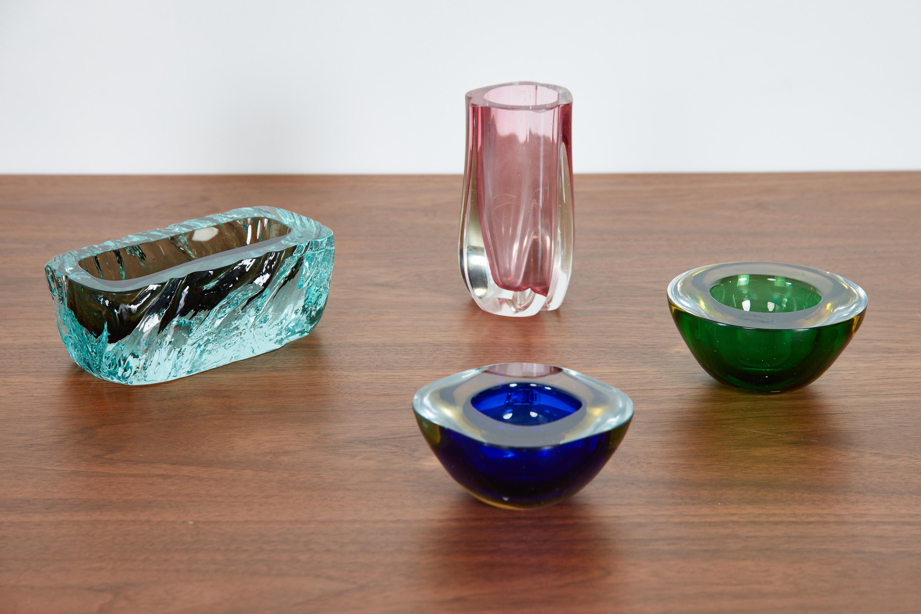 Collection of beautiful vintage thick Murano glass pieces in beautiful jewel tones. 
All priced separately. 

Pink Vase - ($695 5.5