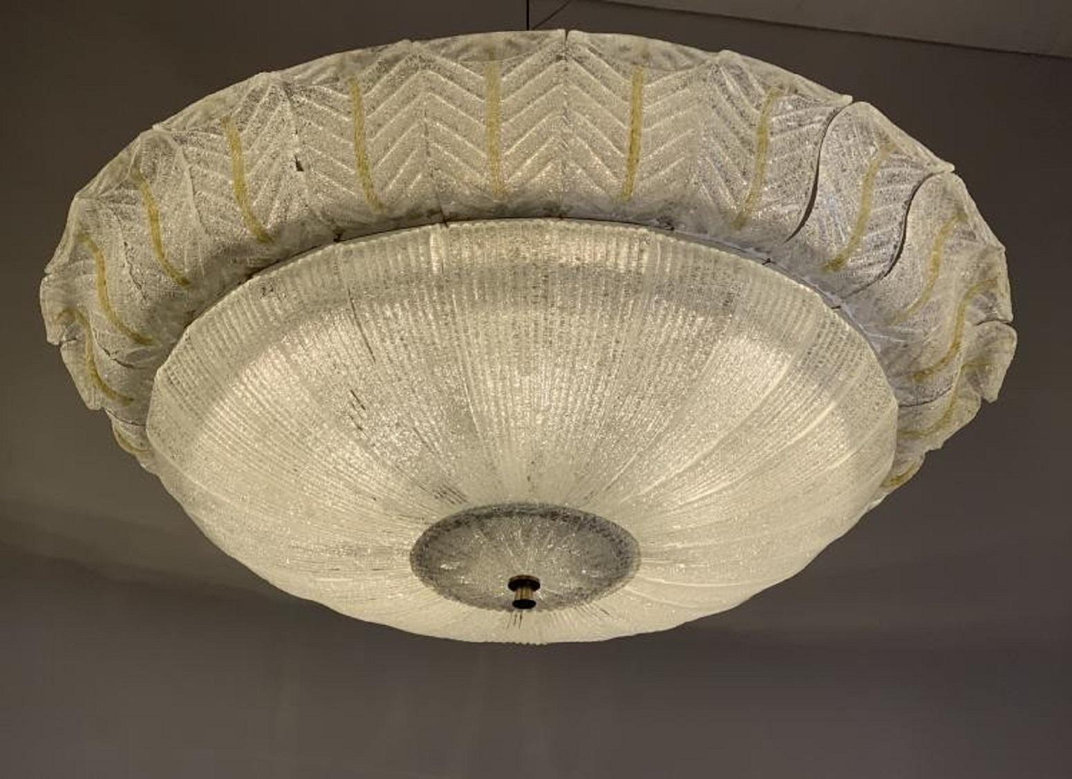 Murano Glass Ceiling Chandelier by Barovier, Italy, 1940s 2