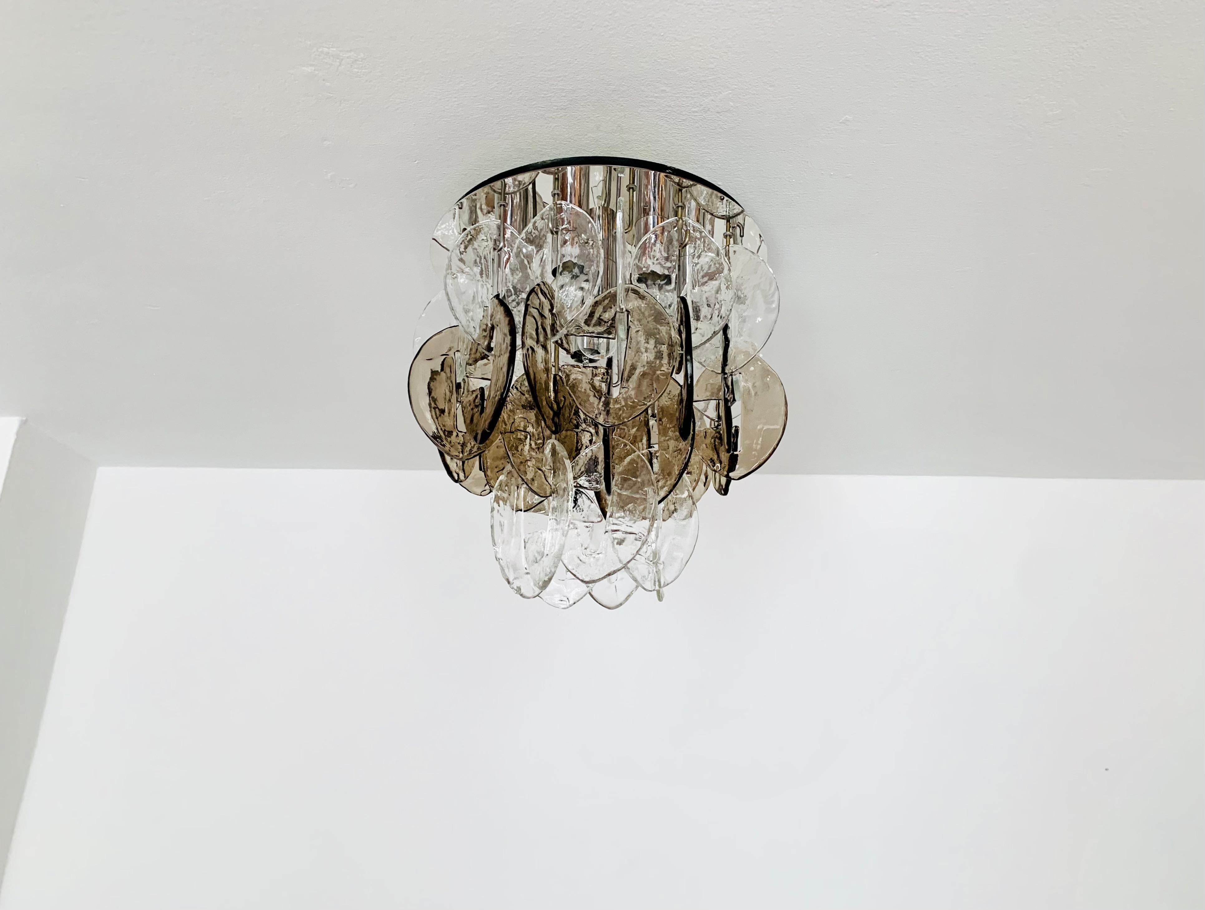 Mid-20th Century Murano Glass Ceiling Chandelier by Carlo Nason for Kalmar For Sale