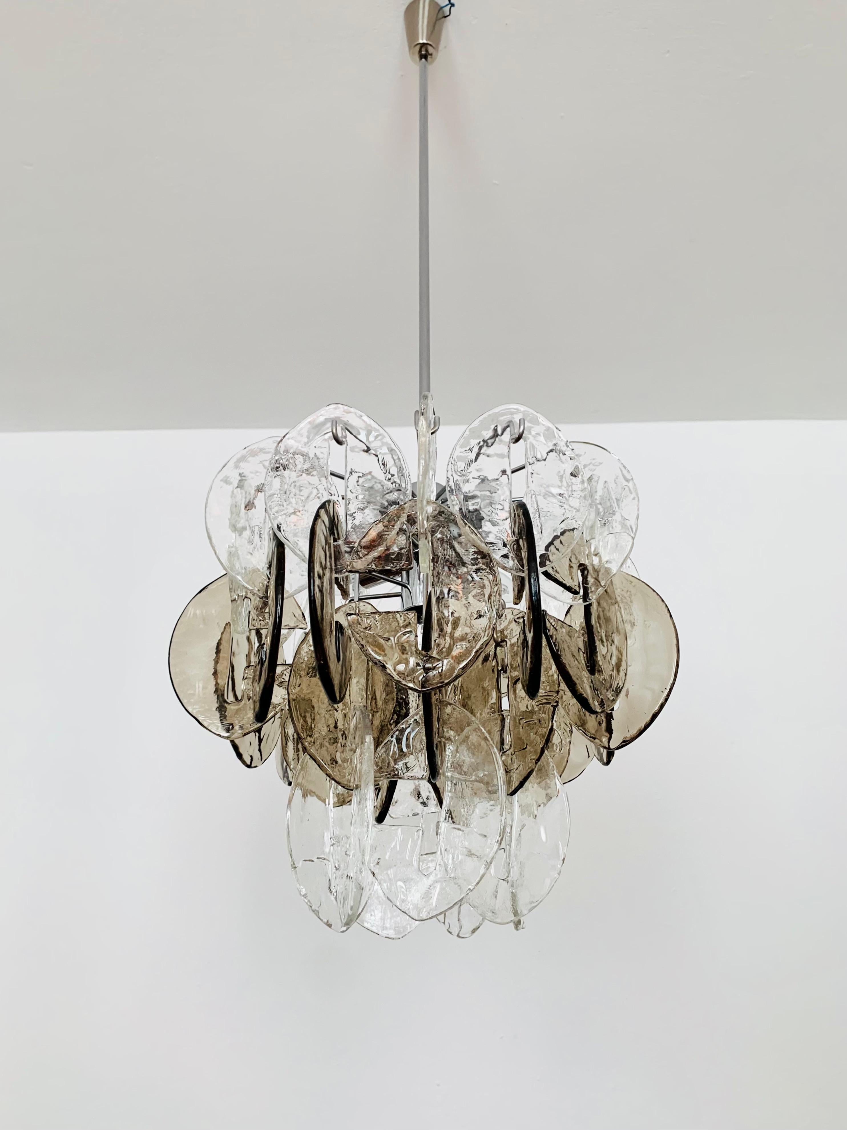 Metal Murano Glass Ceiling Chandelier by Carlo Nason for Kalmar For Sale