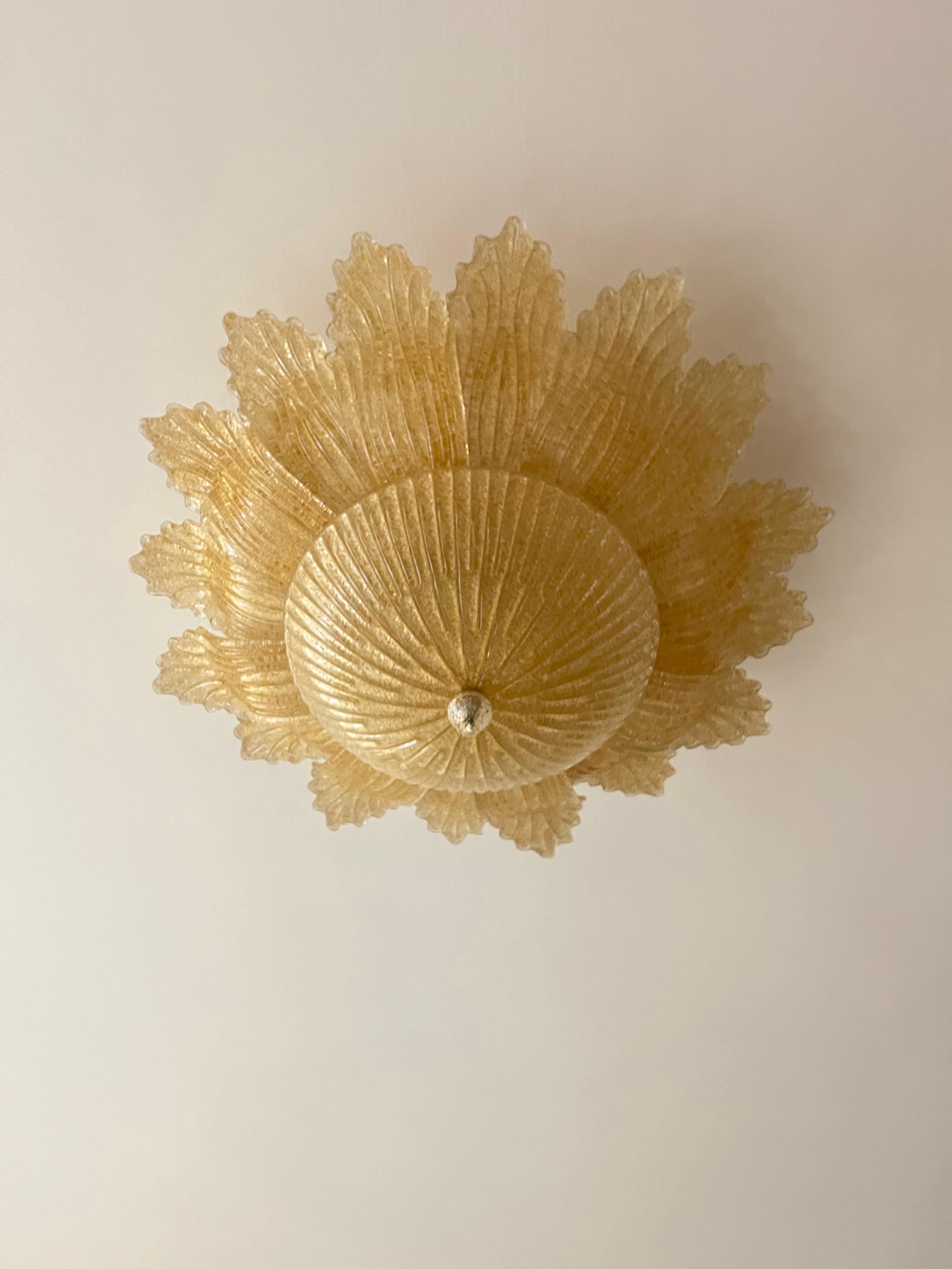 Italiano Lampada da soffitto in vetro di Murano a 6 luci Barovier&Toso anni '80 in vendita