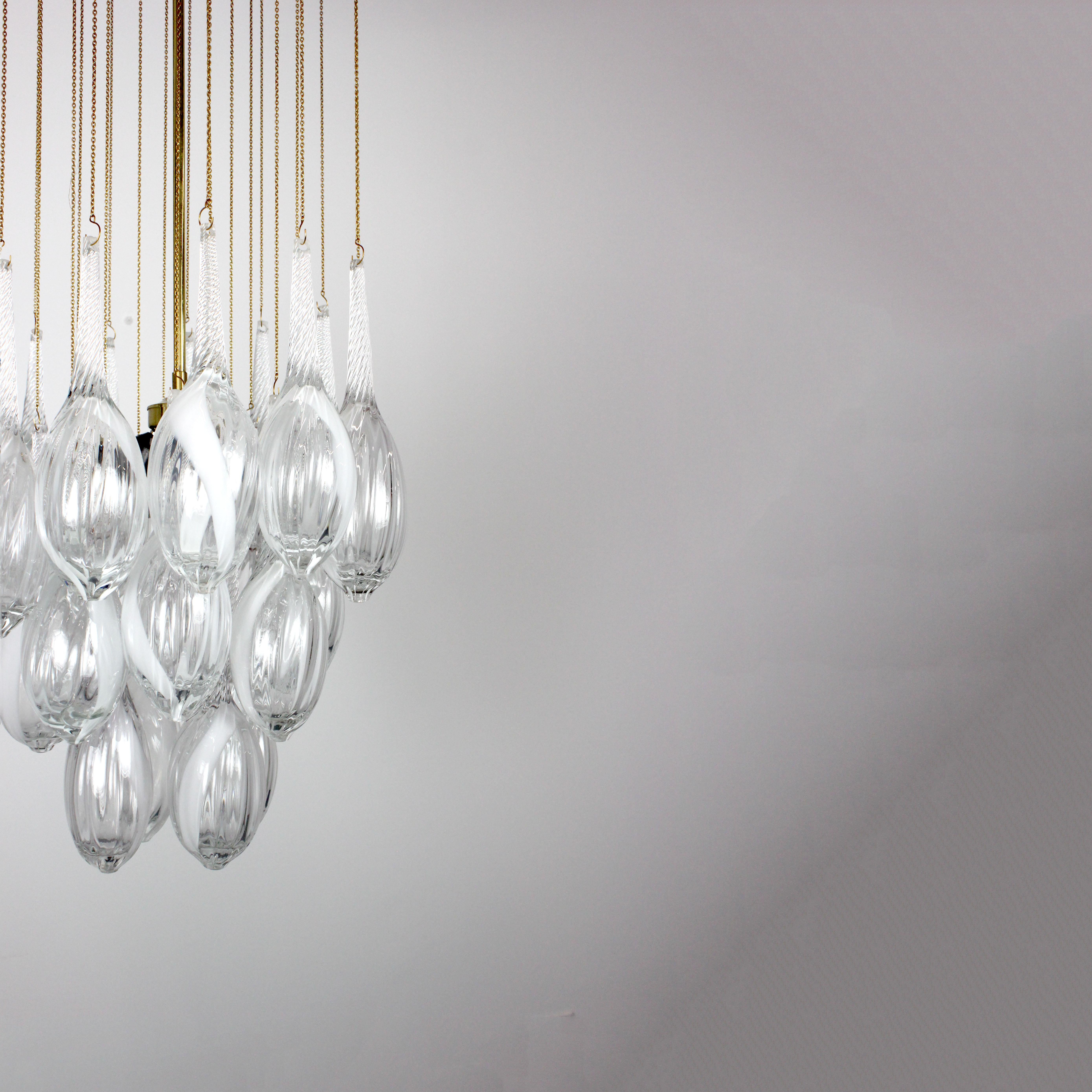 Late 20th Century Murano glass ceiling lamp - Carlos Nason - to Mazzega - c. 1970 For Sale