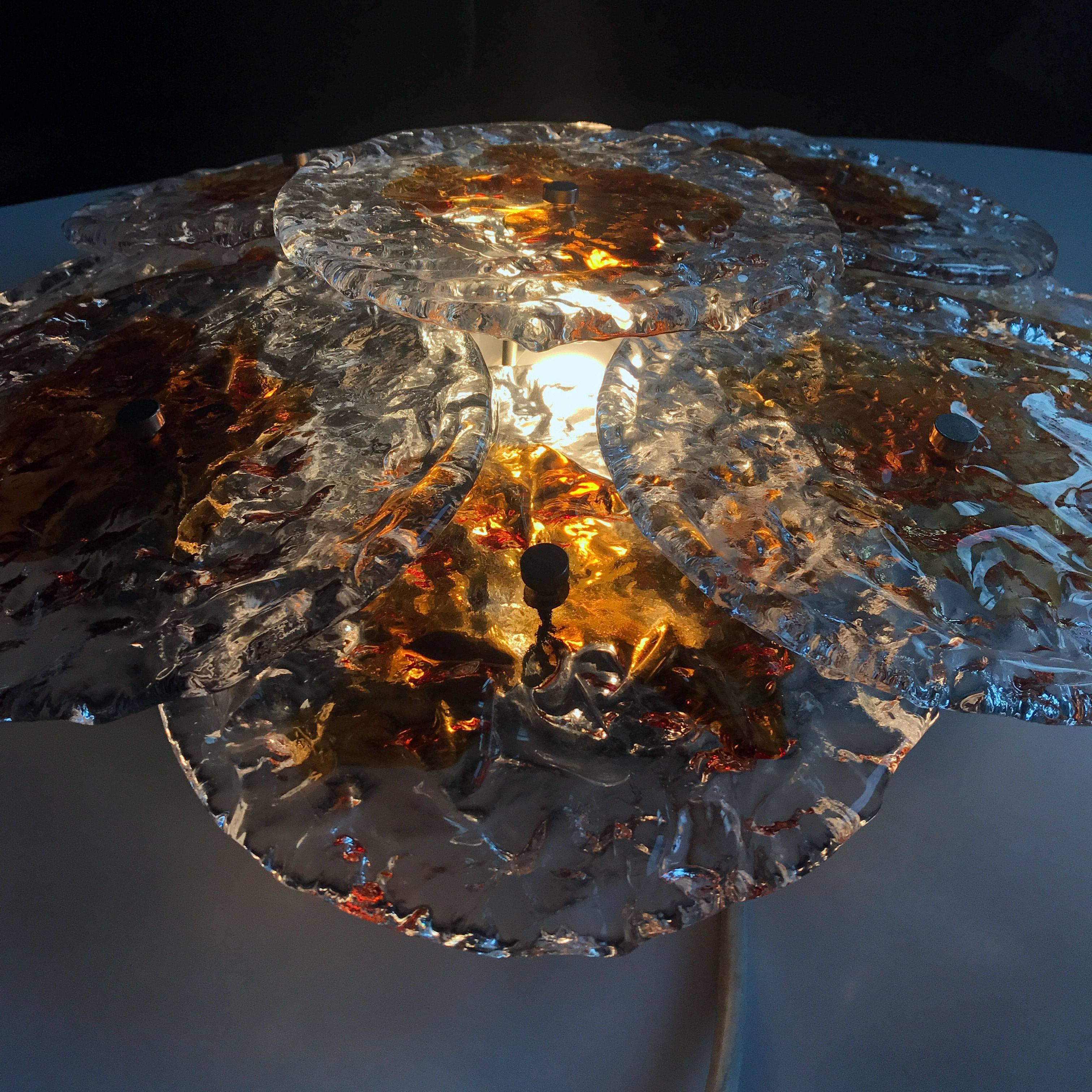 Murano Glass Ceiling Lamp or Wall Light by Carlo Nason for Mazzega, Italy, 1960s 1